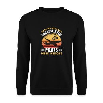 Flugzeugpilot Des Flugzeugmechanikers - Unisex Pullover - Schwarz - Vorne - Alina (178cm) & Michal (187cm)