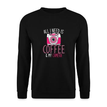 Tout ce dont j’ai besoin, c’est de café et de ma photo - Sweat-shirt Unisexe - noir - Devant - Alina (178cm) & Michal (187cm)
