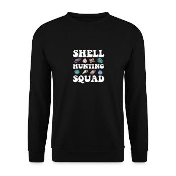 Shell Hunting Squad, Muscheln sammeln - Unisex Pullover - Schwarz - Vorne - Alina (178cm) & Michal (187cm)