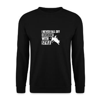 I Never Fall Off Dismount With Style, Bullenreiten - Unisex Pullover - Schwarz - Vorne - Alina (178cm) & Michal (187cm)