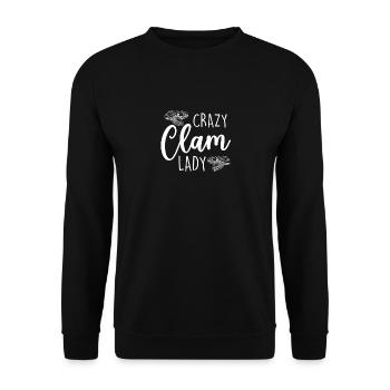 Crazy Clam Lady, Muscheln sammeln - Unisex Pullover - Schwarz - Vorne - Alina (178cm) & Michal (187cm)