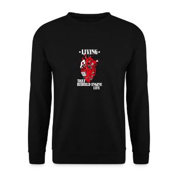 Living That Rebuild Engine Life, Operation Heart - Unisex Sweatshirt - black - Front - Alina (178cm) & Michal (187cm)
