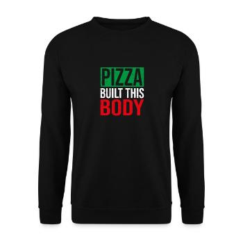Pizza Built This Body, funny pizza lover - Unisex Sweatshirt - black - Front - Alina (178cm) & Michal (187cm)