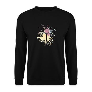Zodiac Aries Symbol Color Splash - Unisex Pullover - Schwarz - Vorne - Alina (178cm) & Michal (187cm)