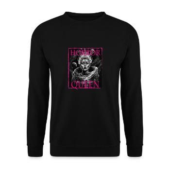 Böse alte Frau Horror Gothic Grusel Hexe Abstrakt - Unisex Pullover - Schwarz - Vorne - Alina (178cm) & Michal (187cm)