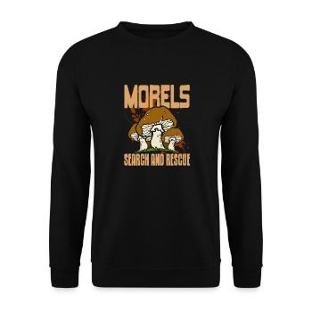 Morels Search & Rescue Retro Funny Mushroom Hunter - Unisex Sweatshirt - black - Front - Alina (178cm) & Michal (187cm)