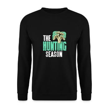 The Hunting Season Retro Mushroom Hunting Mycology - Unisex Sweatshirt - black - Front - Alina (178cm) & Michal (187cm)