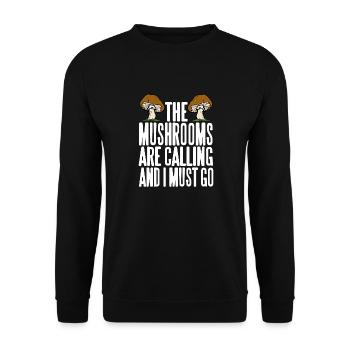 The Mushrooms Are Calling & I Must Go Mycology - Unisex Sweatshirt - black - Front - Alina (178cm) & Michal (187cm)