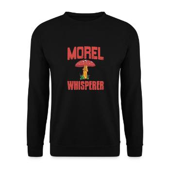 Morel Whisperer Cool Retro Mushroom Hunting - Unisex Sweatshirt - black - Front - Alina (178cm) & Michal (187cm)