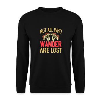 Retro Not All Who Wander Are Lost Mushroom Hunter - Unisex Sweatshirt - black - Front - Alina (178cm) & Michal (187cm)
