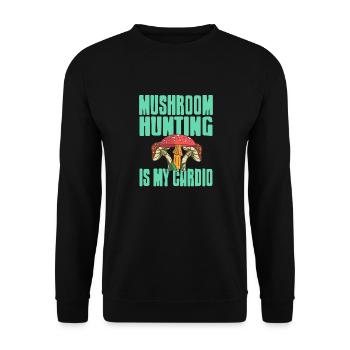 Mushroom Hunting Is My Cardio Retro Funny Mycology - Unisex Sweatshirt - black - Front - Alina (178cm) & Michal (187cm)