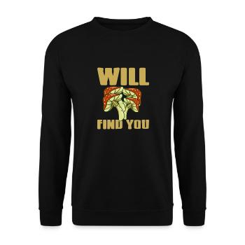 Vous trouverez un T-shirt rétro drôle de chasse aux champignons - Sweat-shirt Unisexe - noir - Devant - Alina (178cm) & Michal (187cm)