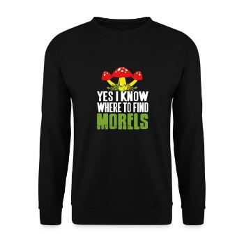 Yes I Know Where To Find Morels Mushroom Hunting - Unisex Sweatshirt - black - Front - Alina (178cm) & Michal (187cm)