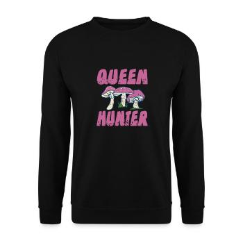 QUEEN Hunter Retro Mushroom Hunting Mycology - Sweat-shirt Unisexe - noir - Devant - Alina (178cm) & Michal (187cm)