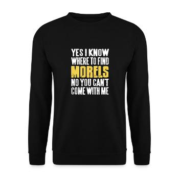Je sais où trouver le drôle de chasseur de champignons de Morel - Sweat-shirt Unisexe - noir - Devant - Alina (178cm) & Michal (187cm)