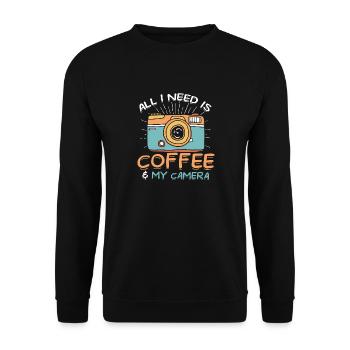 All I Need Is Coffee And My Camera Photograph - Unisex Sweatshirt - black - Front - Alina (178cm) & Michal (187cm)