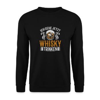 Ich Gehe Jetzt Whisky Trinken Fass Branntwein - Unisex Pullover - Schwarz - Vorne - Alina (178cm) & Michal (187cm)