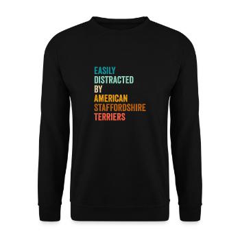 Easily Distracted By American Staffordshire - Unisex Sweatshirt - black - Front - Alina (178cm) & Michal (187cm)