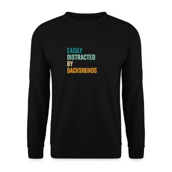 Facilement distrait par les teckels - Sweat-shirt Unisexe - noir - Devant - Alina (178cm) & Michal (187cm)