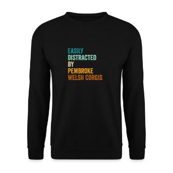 Leicht abgelenkt von Pembroke Welsh Corgis - Unisex Pullover - Schwarz - Vorne - Alina (178cm) & Michal (187cm)