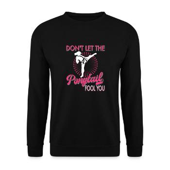 Karate Taekwondo Mädchen Frauen Karate Kick - Unisex Pullover - Schwarz - Vorne - Alina (178cm) & Michal (187cm)