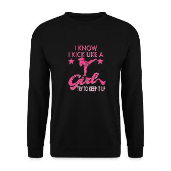 Karate Taekwondo Mädchen Frauen Karate Kick - Unisex Pullover - Schwarz - Vorne - Alina (178cm) & Michal (187cm)