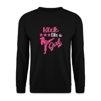 Karate Taekwondo Mädchen Frauen Karate Kick - Unisex Pullover - Schwarz - Vorne - Alina (178cm) & Michal (187cm)
