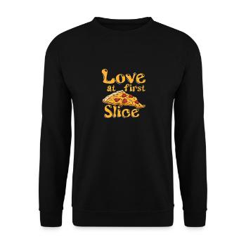 Love At First Slice, les amateurs de pizza - Sweat-shirt Unisexe - noir - Devant - Alina (178cm) & Michal (187cm)