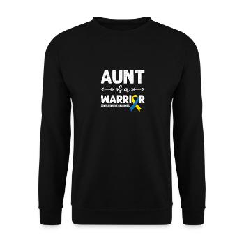 Aunt Of A Warrior, Schleife Downsyndrom - Unisex Pullover - Schwarz - Vorne - Alina (178cm) & Michal (187cm)