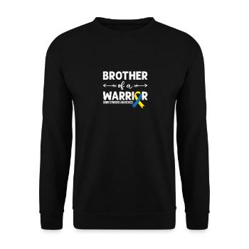 Brother Of A Warrior, Schleife Downsyndrom - Unisex Pullover - Schwarz - Vorne - Alina (178cm) & Michal (187cm)