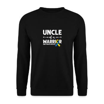 Uncle Of A Warrior, Schleife Downsyndrom - Unisex Pullover - Schwarz - Vorne - Alina (178cm) & Michal (187cm)