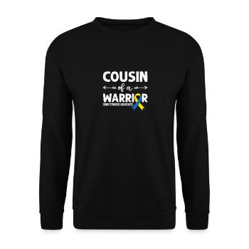 Cousin Of A Warrior, Schleife Downsyndrom - Unisex Pullover - Schwarz - Vorne - Alina (178cm) & Michal (187cm)