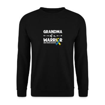 Grandma Of A Warrior, Schleife Downsyndrom - Unisex Pullover - Schwarz - Vorne - Alina (178cm) & Michal (187cm)