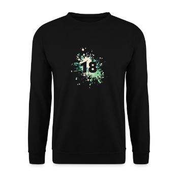 Nombre 18e couleur Splash - Sweat-shirt Unisexe - noir - Devant - Alina (178cm) & Michal (187cm)
