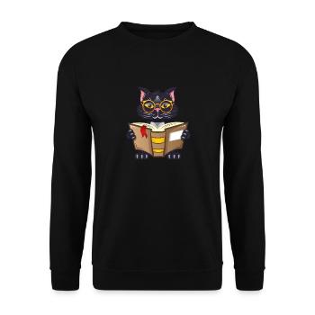 Amoureux des livres de chat Lire des livres - Sweat-shirt Unisexe - noir - Devant - Alina (178cm) & Michal (187cm)