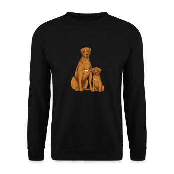 Rhodesian Ridgeback Hund Geschenk - Unisex Pullover - Schwarz - Vorne - Alina (178cm) & Michal (187cm)