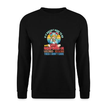 Funny Quotes About Anime, Ramen Video Games - Unisex Sweatshirt - black - Front - Alina (178cm) & Michal (187cm)
