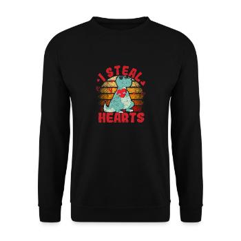 Funny Valentine's Day Dinosaur T Rex Lovers - Unisex Sweatshirt - black - Front - Alina (178cm) & Michal (187cm)