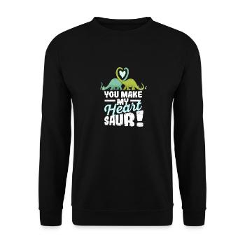 Dinosaures mignons Saint-Valentin Dino qu’ils font - Sweat-shirt Unisexe - noir - Devant - Alina (178cm) & Michal (187cm)
