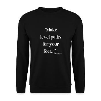 Make level paths for your feet - Bible quote - Unisex Sweatshirt - black - Front - Alina (178cm) & Michal (187cm)