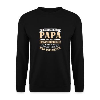 Ils m’appellent Papa Drôle de jour de papa Papa - Sweat-shirt Unisexe - noir - Devant - Alina (178cm) & Michal (187cm)