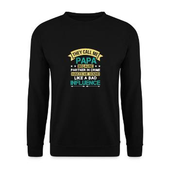 Ils m’appellent Papa Drôle de jour de papa Papa - Sweat-shirt Unisexe - noir - Devant - Alina (178cm) & Michal (187cm)