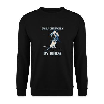Se laisser facilement distraire par les hirondelles d’oiseaux - Sweat-shirt Unisexe - noir - Devant - Alina (178cm) & Michal (187cm)