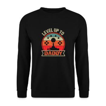 Level up Dad for the first time Father Father's Day - Unisex Sweatshirt - black - Front - Alina (178cm) & Michal (187cm)
