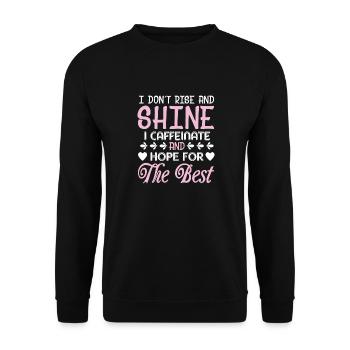 Ich Stehe Nicht Auf Und Leuchtet Ich Koffeinaut - Unisex Pullover - Schwarz - Vorne - Alina (178cm) & Michal (187cm)