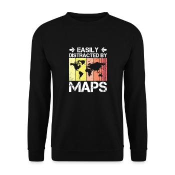 Facilement distrait par les cartes Carte de professeur de géographie - Sweat-shirt Unisexe - noir - Devant - Alina (178cm) & Michal (187cm)