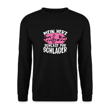 Mein Herz Schlägt Für Schlager Volksmusik Gaudi - Unisex Pullover - Schwarz - Vorne - Alina (178cm) & Michal (187cm)