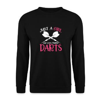 Juste une fille qui aime jouer au Darts Disc Club - Sweat-shirt Unisexe - noir - Devant - Alina (178cm) & Michal (187cm)