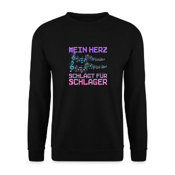 Mein Herz Schlägt Für Schlager Volksmusik Gaudi - Unisex Pullover - Schwarz - Vorne - Alina (178cm) & Michal (187cm)