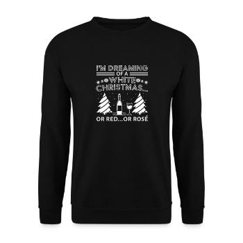 Weiße Weihnachten Wein Frohe Weihnachten Weinglas - Unisex Pullover - Schwarz - Vorne - Alina (178cm) & Michal (187cm)
